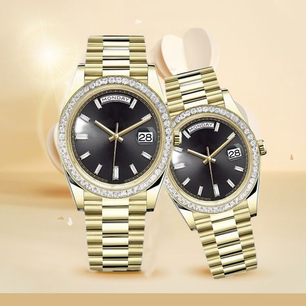 Estilo quente relógio masculino daydate ascensão automática ouro 41mm relógios de vidro safira inoxidável mecânico elegante feminino 36mm relógios esportes masculino relógios de pulso quebra-cabeça