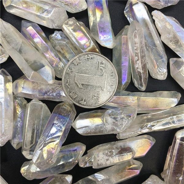 6 peças de titânio branco aura lemuriana semente de cristal de quartzo pedras ponto amostra decoração quartzo cristais270i