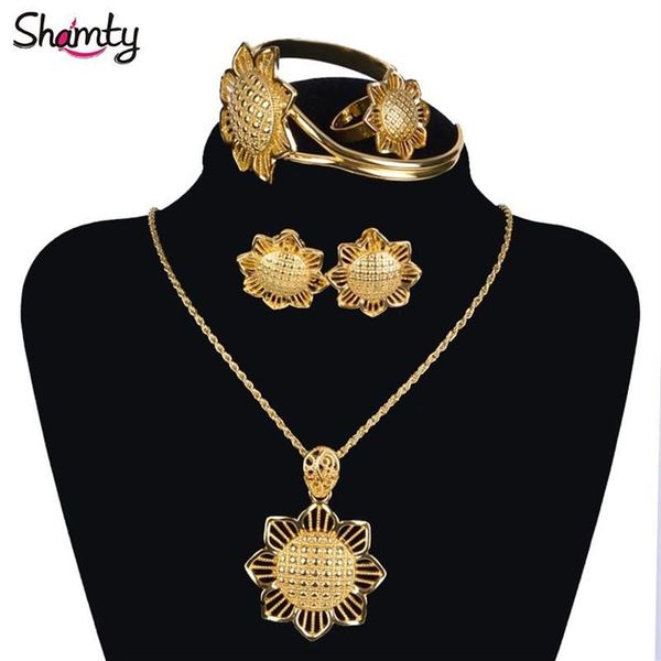 Orecchini Collana Shamty Set di gioielli etiopi Oro puro Colore Argento Sposa Matrimonio africano Eritrea Stile Habesha A30004207Q