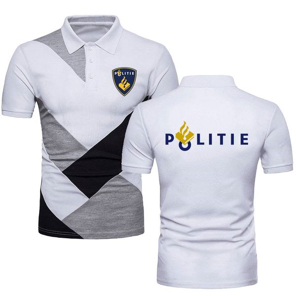 Polo Magliette da uomo olandesi Politie olandese Polizia Speciale Unità Swat Forza TopTees Polo militare maschile con colori a contrasto