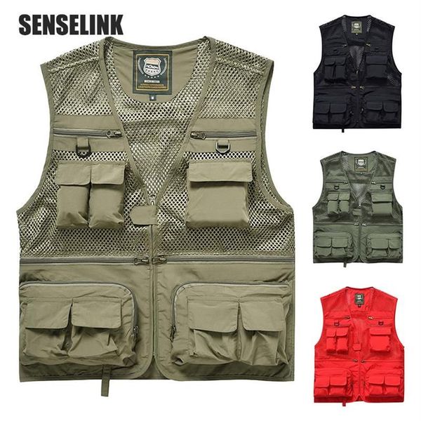 Gilet da uomo Gilet Tattico Militare Outdoor Multi-Tasche Giacca Cerniera Senza Maniche Viaggi Maschio Pografia Pesca Men254O