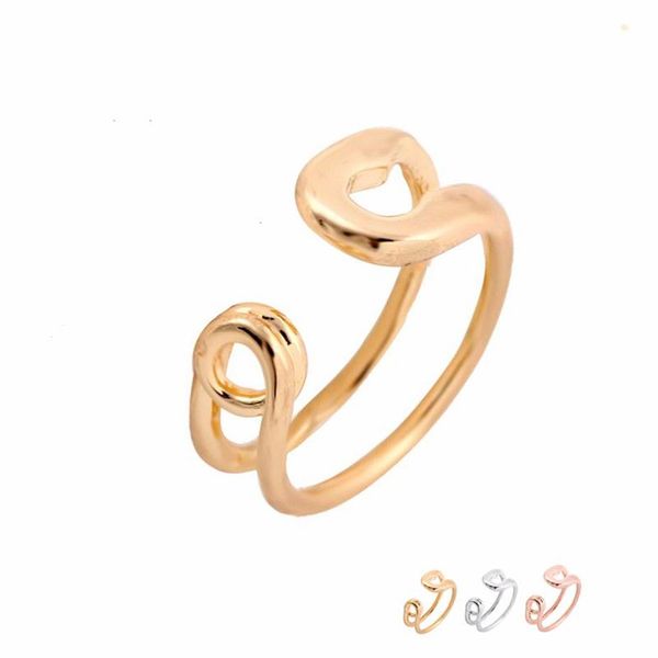 Todo 10 peças lote engraçado grande anel de pino de segurança anéis ajustáveis ouro prata rosa banhado a ouro joias simples para mulheres efr0802259