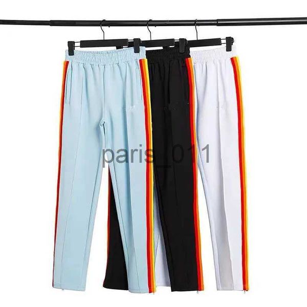 Pantaloni da uomo Pantaloni arcobaleno a righe pantaloni dritti con palme pantaloni estivi da uomo drappeggi larghi gamba larga pantaloni sportivi sottili versatili x1017