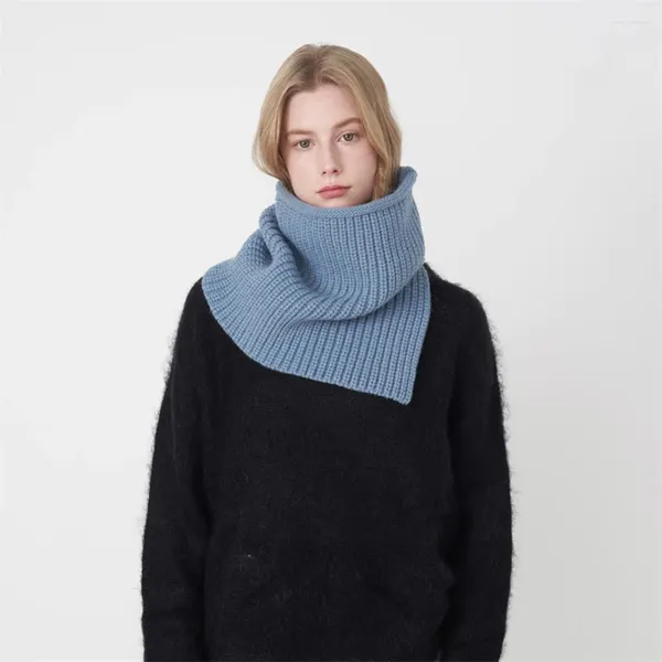 Lenços 2023 inverno quente de malha pescoço mulheres cachecol design de moda listrado fio de lã sólida anel mágico cashmere bufanda silenciador