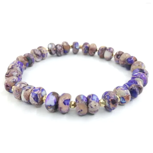 Strang 1pc Trendy Purple Imperial Jasper 5 8mm Rad Perlen Elastisches Armband Für Frau Mann Tägliches Tragen Weihnachtsgeschenk