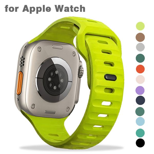 Pulseira esportiva de silicone macio à prova d'água compatível com Apple Watch Band 38mm 40mm 41mm 42mm 44mm 45mm 49mm