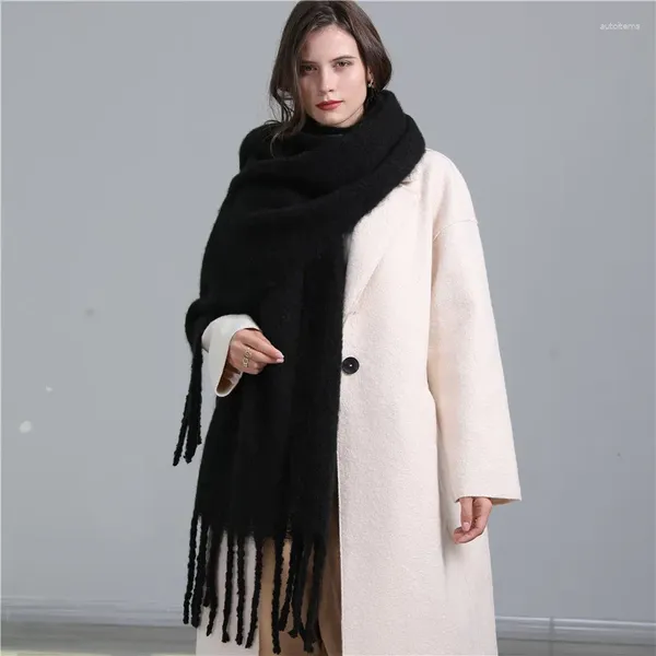 Sciarpe Donna Autunno Inverno Sciarpa lunga Moda Ispessimento Caldo Solido Sciarpa con nappa Cashmere Imitazione Avvolgente per uomo Scialle Foulard Bandana