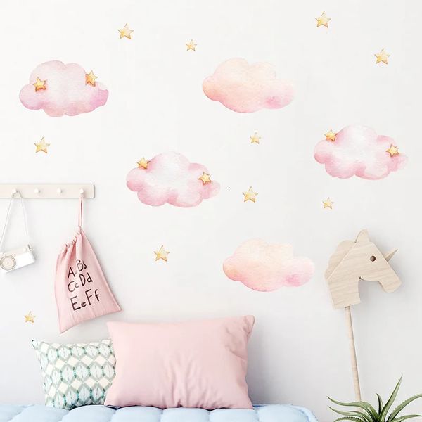 Adesivi murali Cartoon Cloud Adesivo per camera dei bambini Decalcomanie per decorazioni interne per la cameretta dei bambini Carta da parati per camera da letto fai da te 231017