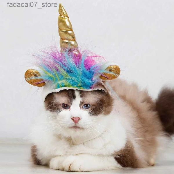 Kedi Kostümleri Cadılar Bayramı Kedi Unicorn Kafa Kapağı Ayarlanabilir Evcil Hayvan Müdürlüğü Noel Teddy Kedi Köpek İnek Korna Dönüşümü Giydirme Şapka Baş Bandı YQ231017