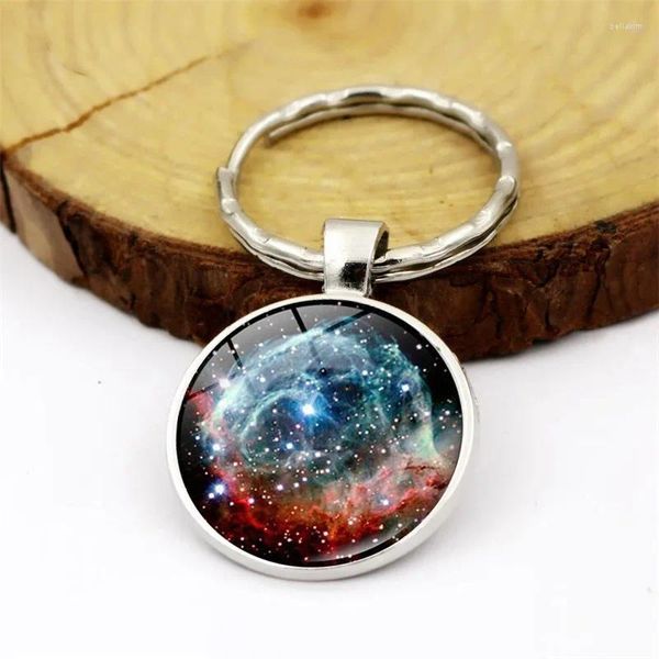 Schlüsselanhänger WG 1 Stück Universum Nebula Zeit Edelstein Schlüsselanhänger Schlüsselanhänger Anhänger Metall Glaskugel Schlüsselanhänger Zubehör für Frauen Schmuck