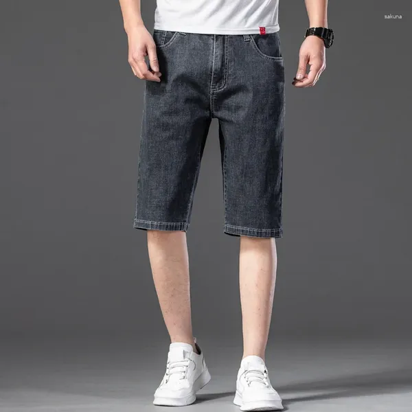 Männer Shorts 2023 Männer L Sommer Marke Stretch Dünne Knie Länge Weiche Hellblau Casua Hohe Qualität Baumwolle Denim Jeans plus Größe 28-46