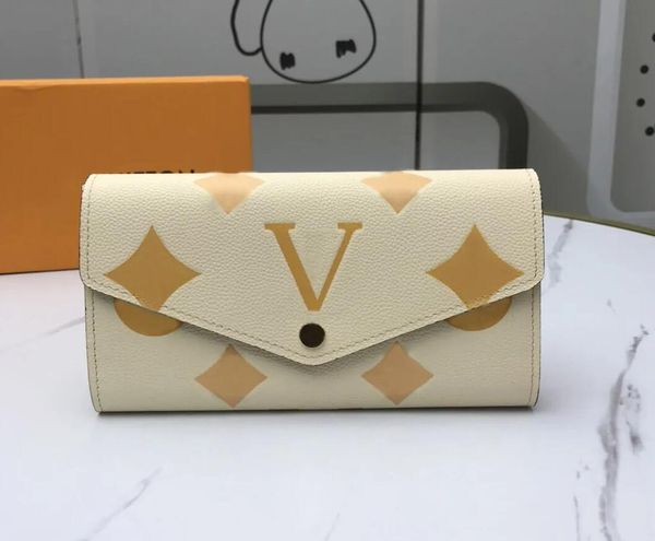 Mulheres Designer Carteiras Luxurys Envelope Moeda Bolsa Grande-Flor Carta Longa Titular de Cartão de Alta Qualidade Mulher Moda Pequena Bolsa de Embreagem com caixa de saco de pó original