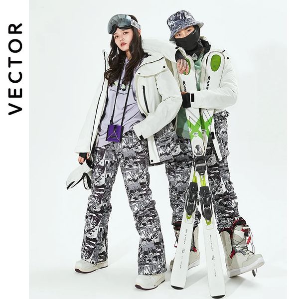 Tute da sci VECTOR Uomo Donna Tuta da sci Giacca Pantaloni Inverno Caldo Antivento Impermeabile Sport all'aria aperta Cappotto da snowboard Pantaloni 231017