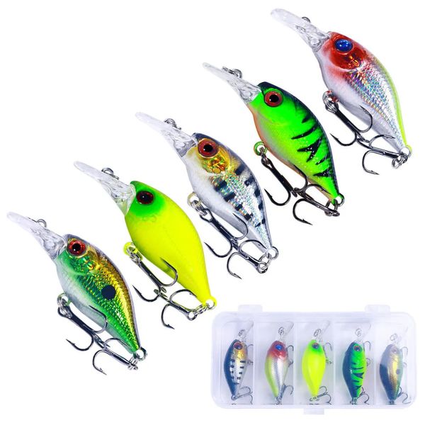 Iscas Iscas HENGJIA 5 Pçs / Lote Kit De Pesca Plástico Manivela Isca 4 2G 5cm Wobblers Crankbait Tackle Bass Spinners para 231017