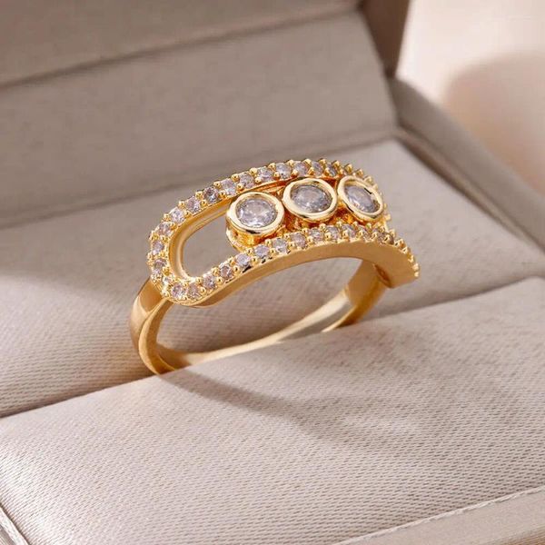 Обручальные кольца 3 хрустальные бусины для женщин Изящное кольцо из нержавеющей стали 2023 трендовые роскошные эстетические украшения Anillos