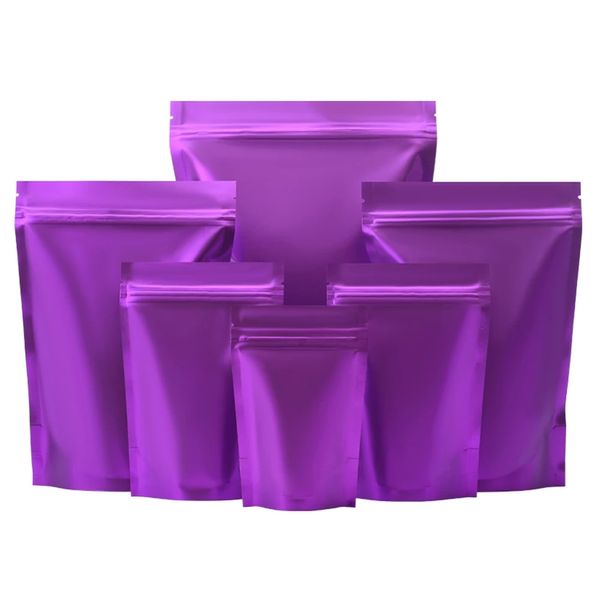 9 tamanho fosco roxo cheiro à prova de pé sacos resealable mylar sacos folha bolsa dupla face auto selo saco atacado lx6172