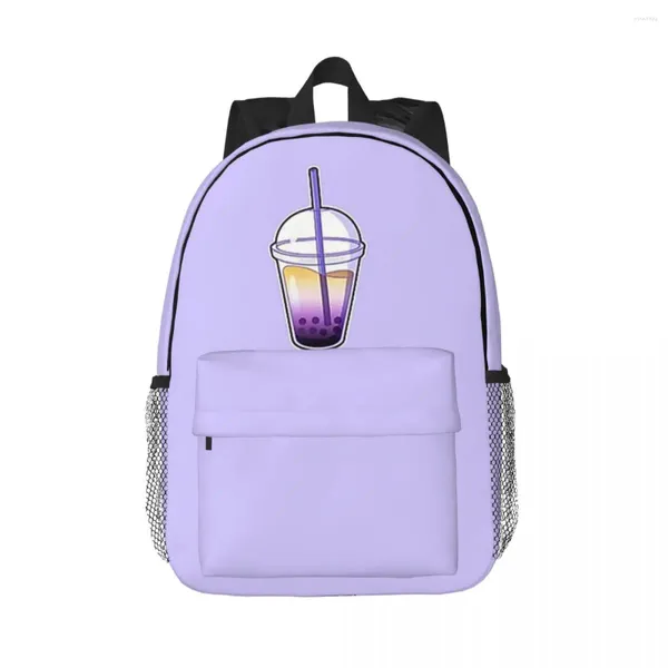 Rucksack Nonbinary Flag Bubble Tea Rucksäcke Teenager Büchertasche Mode Studenten Schultaschen Reiserucksack Umhängetasche Große Kapazität