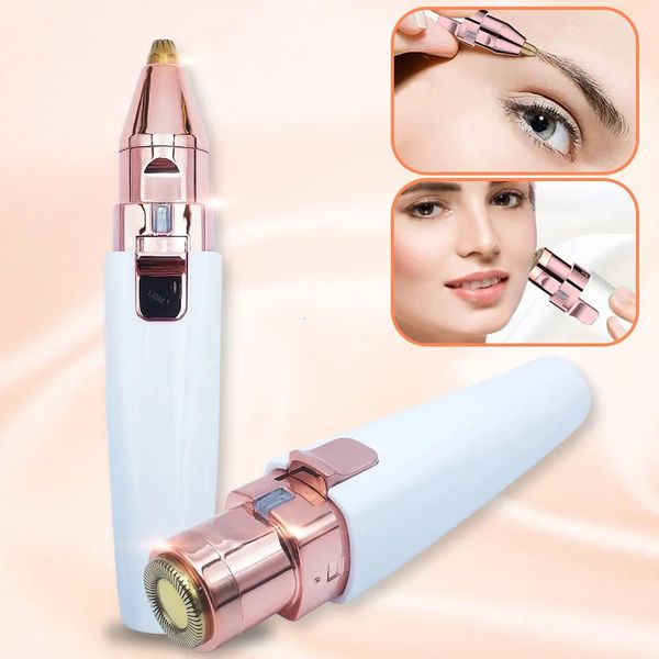 Augenbrauen-Trimmer, 2-in-1, elektrischer schmerzloser Augenbrauen-Epilierer für Frauen, Make-up, Mini-Rasierer, tragbarer Haarentfernungsrasierer 231016