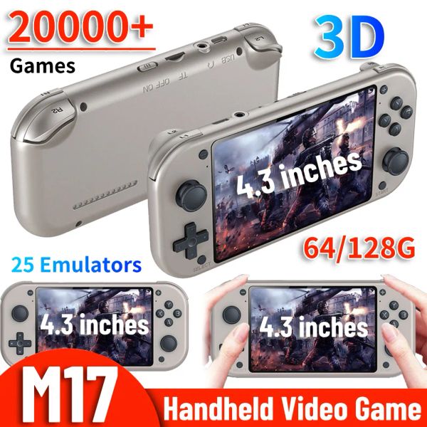 M17 Handheld-Videospielkonsole, 20.000+ klassische Spiele, tragbarer Taschen-Retro-Videospiel-Player, 4,3-Zoll-IPS-Bildschirm, Emuelec-System