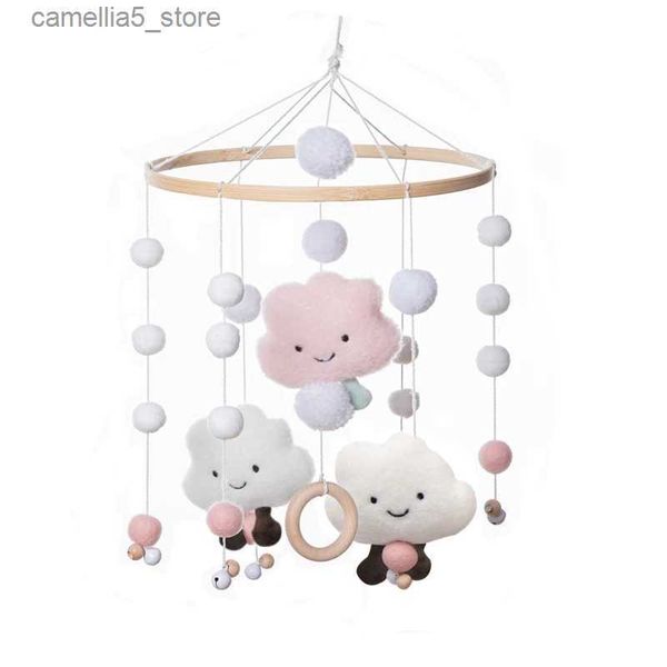 Mobiles # sonaglio letto per bambini campana mobile perline di legno campanelli eolici letto in camera appeso arredamento tenda arredamento fotografia puntelli palline di lana decorazioni Q231017