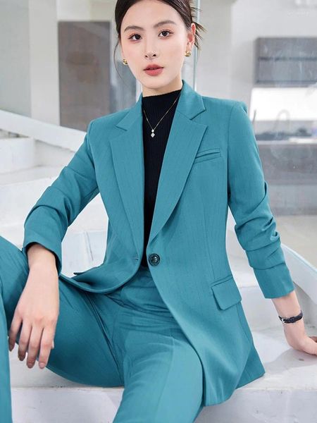 Frauen Zweiteilige Hosen Business Formale Büro Dame Blazer Hose Anzug Frauen 2023 Herbst Plus Größe Jacke Hose Set 2 Outfit Koreanische Mode