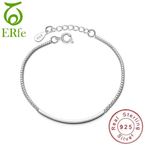 Minimalismus Echt Reines Sterling Silber 925 Dünne Box Kette Armband Femme Argent Braclet Mädchen Hand Zubehör Pulceras SB001 Armreif288J