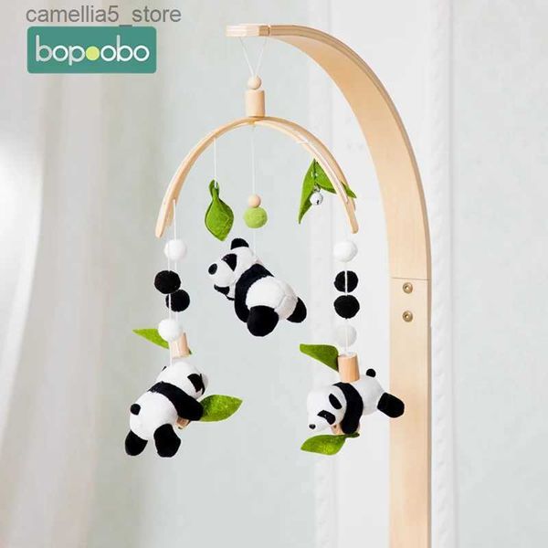 Mobiles# Neugeborenen Panda Bambus Blatt Bett Glocke Spielzeug 0-12 Monate für Baby Krippe Bett Holz Glocke Mobile Kleinkind Karussell Kinderbett Kind Musical Spielzeug Geschenk Q231017