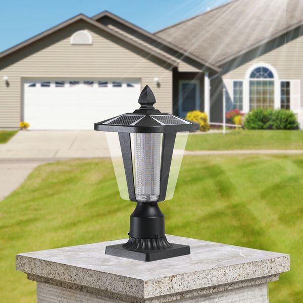 Садовое освещение, 1 лампа, черный алюминиевый светильник на солнечной батарее, наружный водонепроницаемый фонарь со встроенным светодиодом