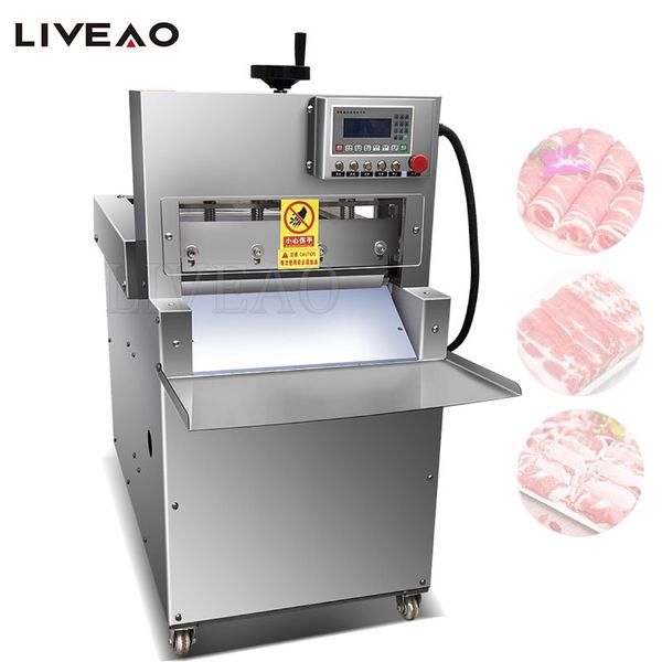 Máquina de rolo de cordeiro de corte duplo cnc de aço inoxidável de alta qualidade, fatiador de carne de carneiro, fatiador de carne congelante