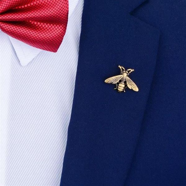 Pinos broches savoyshi engraçado bronze abelha broche pino para terno masculino casaco crachá pinos jóias lapela presente novidade animal camisa accessor224e