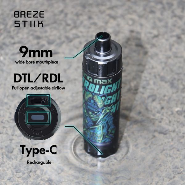 Sigarette elettroniche BREZE King Max UP TO10000 850MAH 20ML Flusso d'aria regolabile Type-C