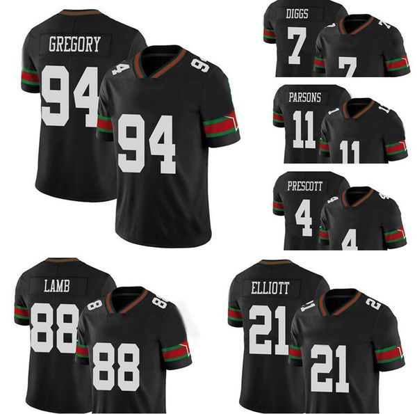 Mexikanische schwarze Rugby-Fußballtrikots genäht Parsons Prescott Lamb Diggs E.Smith Dhgate maßgeschneiderte Fußballtrikots Yakuda Online-Shop Trikotoberteile