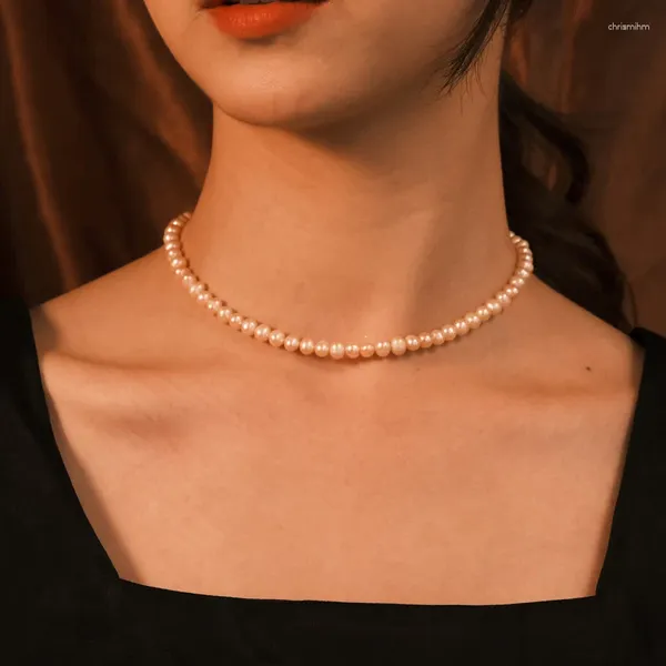 Anhänger Halsketten INS Stil Einfache 6mm Imitieren Perle Choker Halskette Für Frauen Mode Schmuck Brautjungfer Kette Großhandel