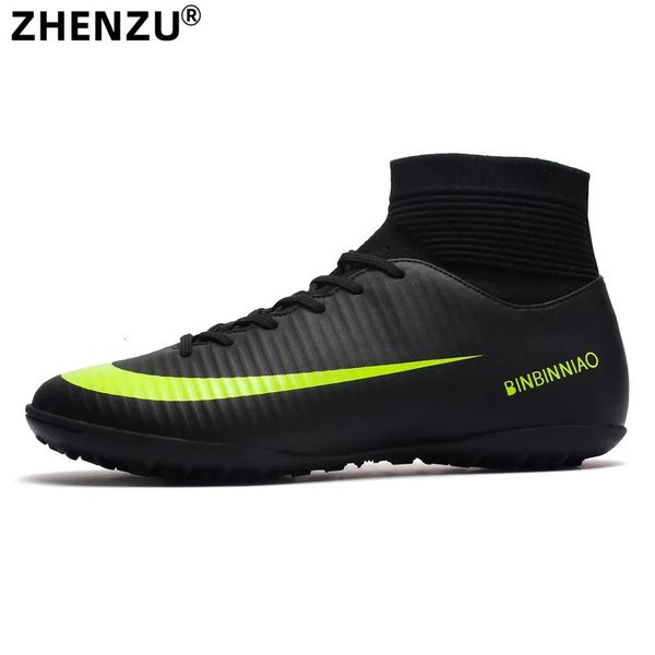 Sapatos de vestido Zhenzu homens preto turf futebol sapatos crianças chuteiras sapatos de futebol treinamento botas de futebol alto tornozelo esporte tênis tamanho 35-45 231016