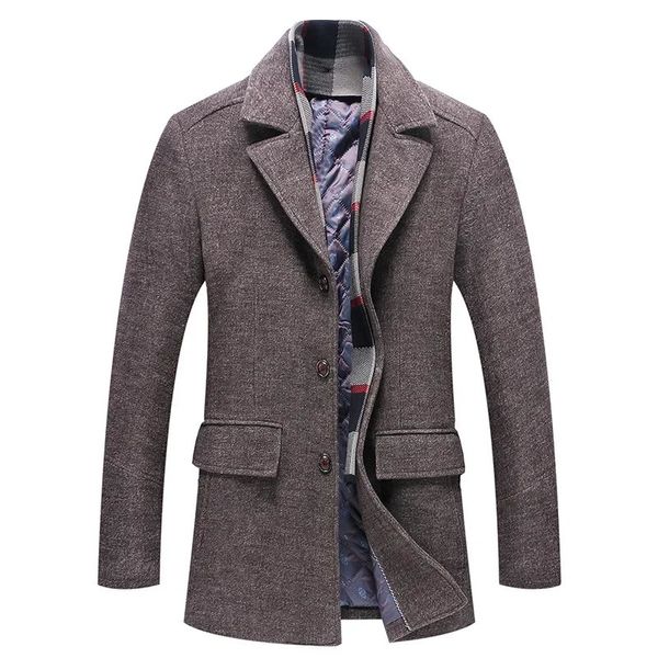 Misto lana da uomo Uomo Inverno Cashmere Business Casual Trench Uomo Cappotti caldi Giacche lunghe maschili di qualità 231017