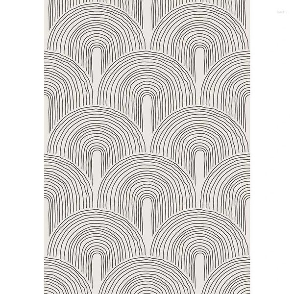 Wallpapers esboço linhas descascadas e coladas auto-adesivas mão desenhada arco padrão adesivo de parede quarto sala de estar decoração de casa