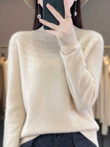 Maglioni da donna Merino lana cashmere Donne maglione maglia a maglia Miccio di maniche lunghe Pullover Pullover Spring Autumn Autumn Out Abbigliamento Jumper Top