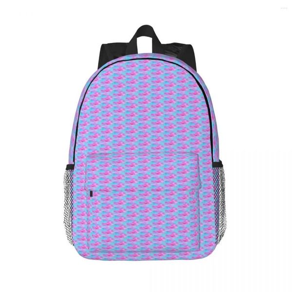 Mochila rosa e azul abstrata mochilas adolescente bookbag casual estudantes sacos de escola portátil bolsa de ombro grande capacidade