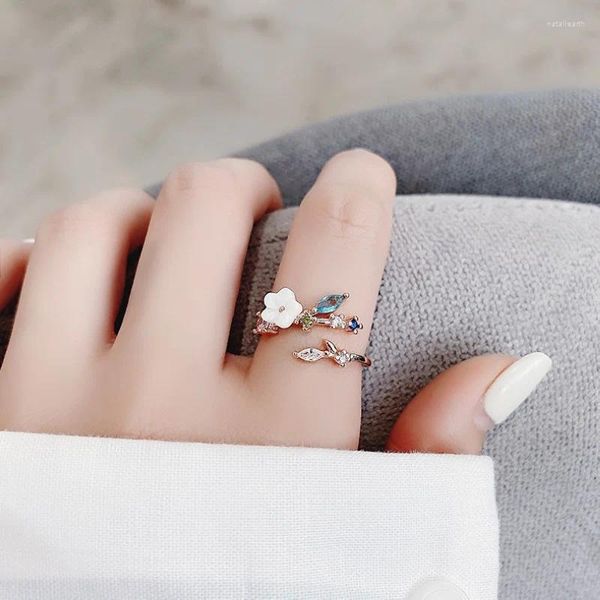 Кольца кластера, простое кольцо с цветком в виде ракушки, женское милое кольцо с листьями на палец, романтический подарок на день рождения подруге, модные ювелирные изделия из камня с цирконием