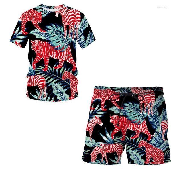 Männer Trainingsanzüge 2023 Sommer Cartoon Tiger 3D Druck Männer/Frauen Shorts T-shirt Anzug Sets Kleidung Schwimmen Männlich männer