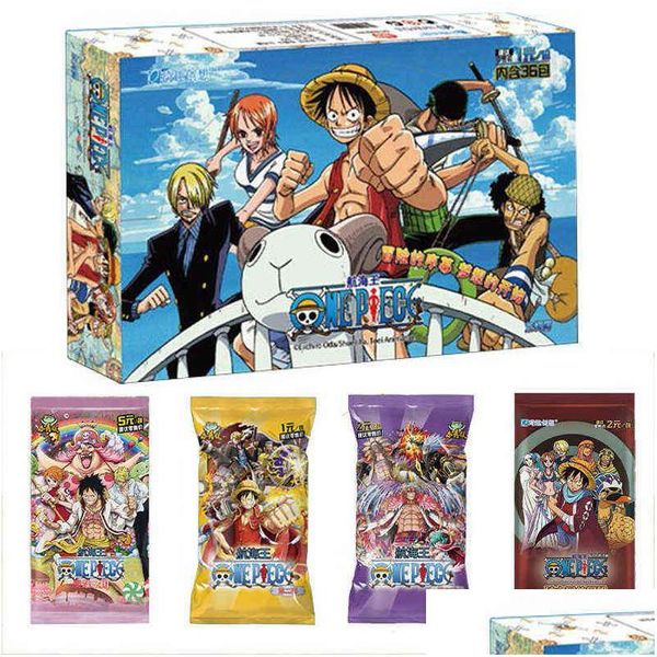 Японские карты One Pieces Луффи Зоро Нами Чоппер Фрэнки Бумажные коллекции Карточная игра Коллекционные предметы Battle Child Gife Toy Aa220314