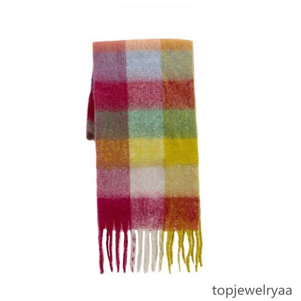 Koreanischer Schal-Designer, Winter, warm, Regenbogen-Plaid, verdickt, 240 x 35 Farben, karierter dicker Schal für Herren und Damen, hochwertiger karierter Schal