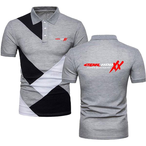 Camisas polo masculinas camiseta cbr 1100 super blackbird xx motocicletas toptees estilo militar camisa de manga curta contraste cor polo