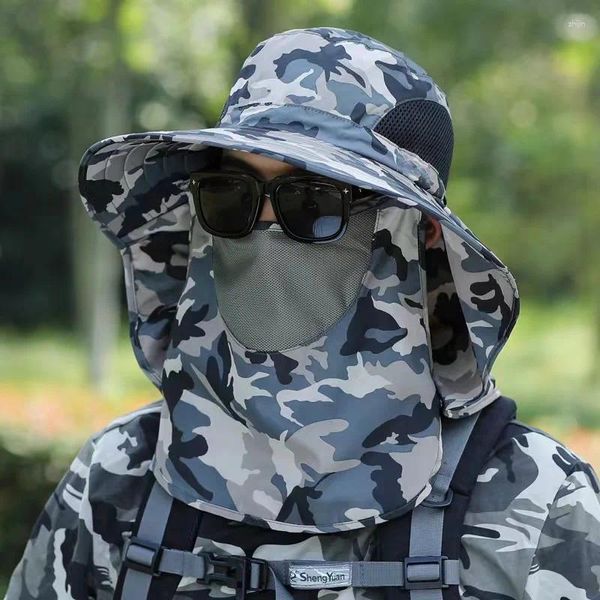 Berets Herren Camouflage Schal Sonnenschutzkappe Outdoor Gesichtsschutz Hals Sonnenschutz Angeln Dschungel Schutz Abnehmbar