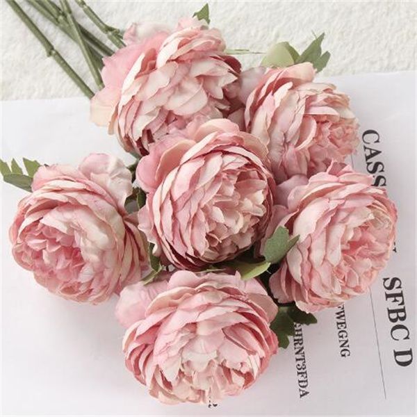 Fiore artificiale Peonia Bouquet Fiore finto Rosa occidentale Rosa tea Fiore nuziale Accessori da parete Decorazioni per la casa Puntelli foto GC2392