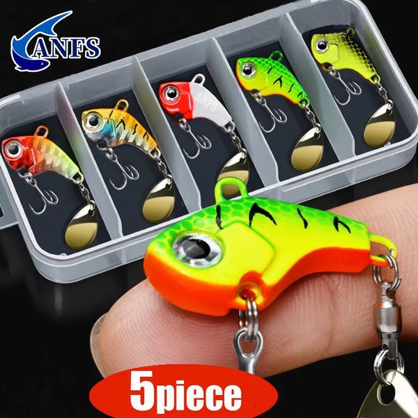 Iscas iscas 5 peças kit isca de pesca metal vib isca artificial afundando spinner colher gabaritos de pesca enfrentar 231017