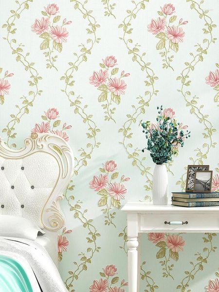 Wallpapers americano rústico videira flor papel de parede rolos 3d alívio em relevo para sala de estar quarto floral decoração adesivo de parede mural