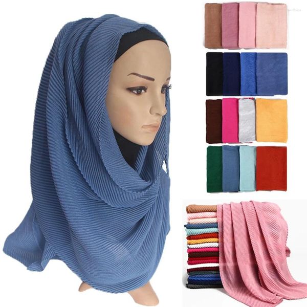 Schals Plissee Crinkle Chiffon Schal Muslim Hijabs Große Größe Frauen Schals Hochwertige Stirnband Wraps Turbane Islamisches Kopftuch