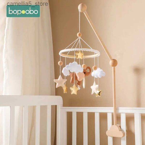 Mobiles# Baby Niedlicher Elefant Mobile Hängende Rasseln Spielzeug Holz 0-12 Monate Bettglocke Aufhänger Kinderbett Mobile Bettglocke Holzhalter Armhalterung Q231017