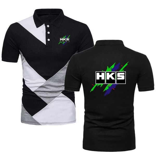 Polo gömlekler erkek tişörtleri hks baskılı kısa kollu tees otomatik araba askeri stil forması golftentennis topshirts kontrast renk polo